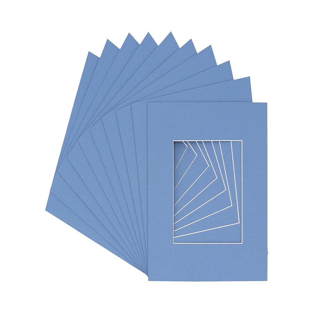 CountryArtHouse Brittany Blue Acid Free 7x7 Square Picture Frame Mat with White Core Bevel Cut for 5x5 Pictures - Fits 7x7 Frame