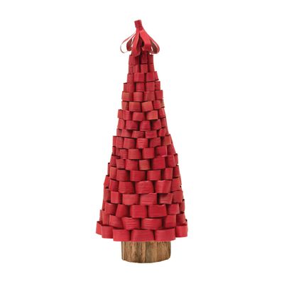 Creative Co-Op Buri Leaf Loop Christmas Tree, Red