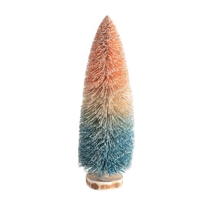 Creative Co-Op Sisal Bottle Brush Tree with Wood Base, Pink to Blue Ombre