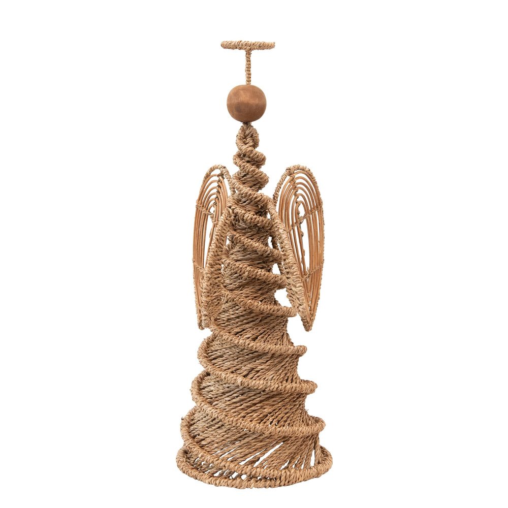 Creative Co-Op Hand-Woven Bankuan Spiral Cone Angel, Natural