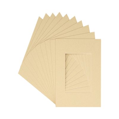 CountryArtHouse Tan Acid Free 7x7 Square Picture Frame Mat with White Core Bevel Cut for 5x5 Pictures - Fits 7x7 Frame