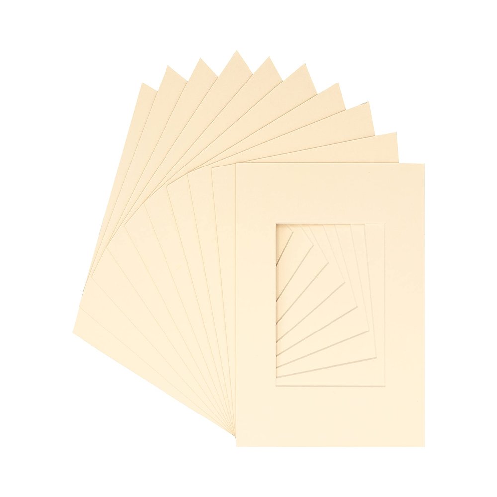 CountryArtHouse Cream Acid Free 7x7 Square Picture Frame Mat with White Core Bevel Cut for 5x5 Pictures - Fits 7x7 Frame