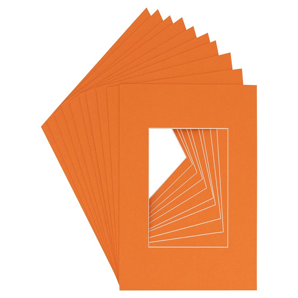 CountryArtHouse Orange Acid Free 7x7 Square Picture Frame Mat with White Core Bevel Cut for 5x5 Pictures - Fits 7x7 Frame