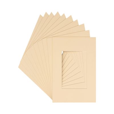 CountryArtHouse Beige Acid Free 7x7 Square Picture Frame Mat with White Core Bevel Cut for 5x5 Pictures - Fits 7x7 Frame
