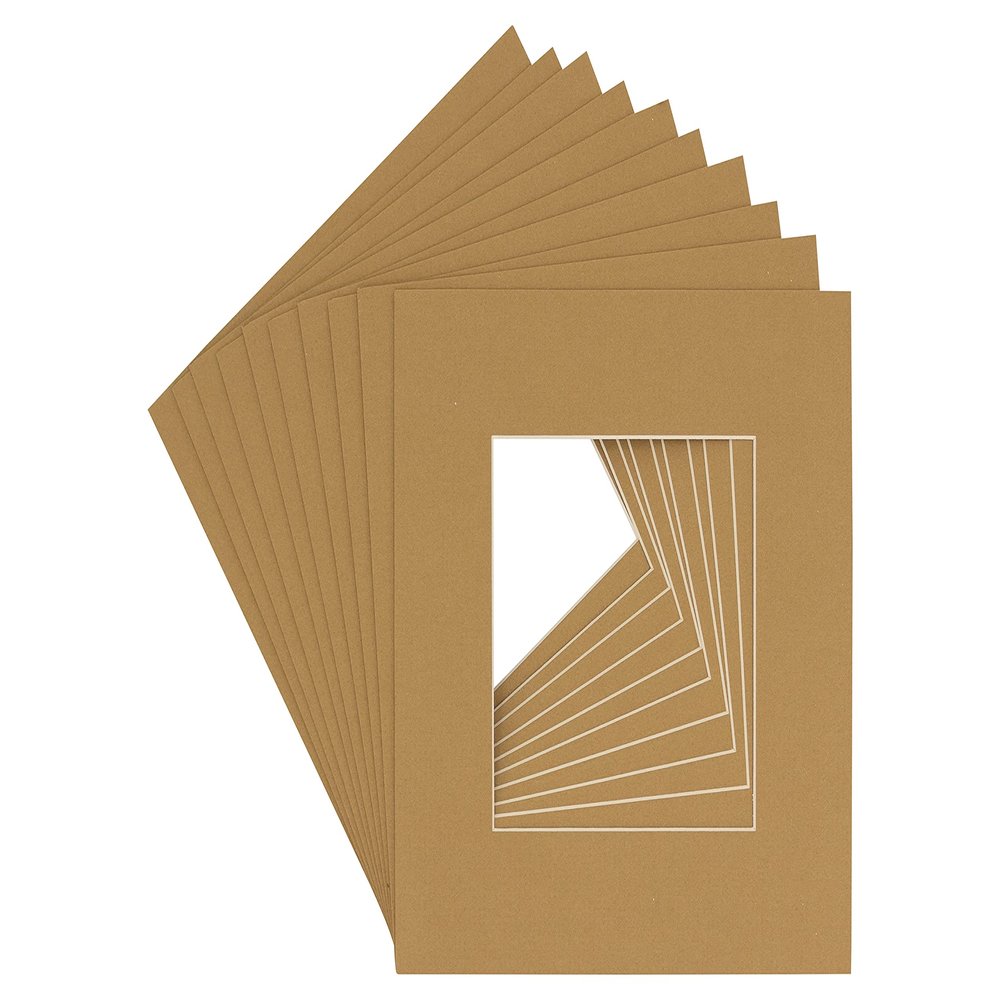 CountryArtHouse Rattan Acid Free 7x7 Square Picture Frame Mat with White Core Bevel Cut for 5x5 Pictures - Fits 7x7 Frame