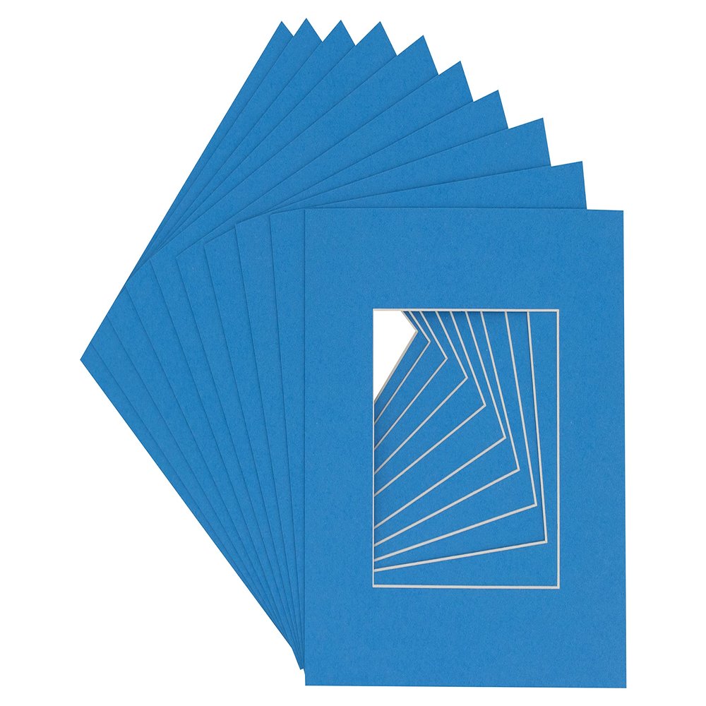 CountryArtHouse Bay Blue Acid Free 7x7 Square Picture Frame Mat with White Core Bevel Cut for 5x5 Pictures - Fits 7x7 Frame