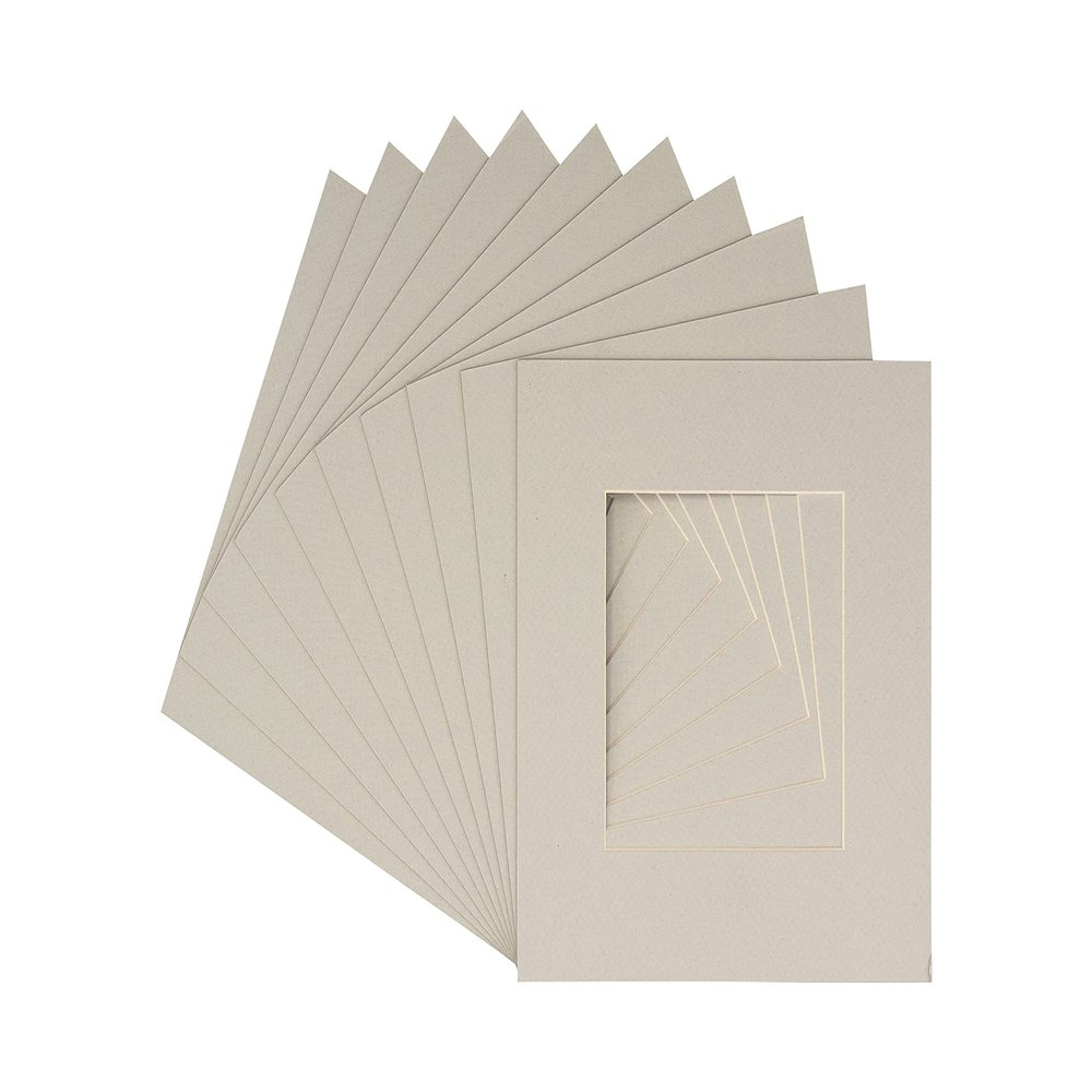 CountryArtHouse Grey Acid Free 7x7 Square Picture Frame Mat with White Core Bevel Cut for 5x5 Pictures - Fits 7x7 Frame