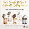 ALEC {Old Plastic Model} Clear Hurricane Automatic Candle Holder & Extinguisher with Rechargeable Timer Lid & Stand | Small Bronze Pillar & Votive Candle Holders for Home Centerpiece Table Decorations view 2