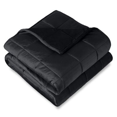 Bare Home Weighted Blanket King Size 25lb (80" x 87") for Adults - Minky Fleece - Premium Heavy Blanket Nontoxic Glass Beads (Black, 80"x87")