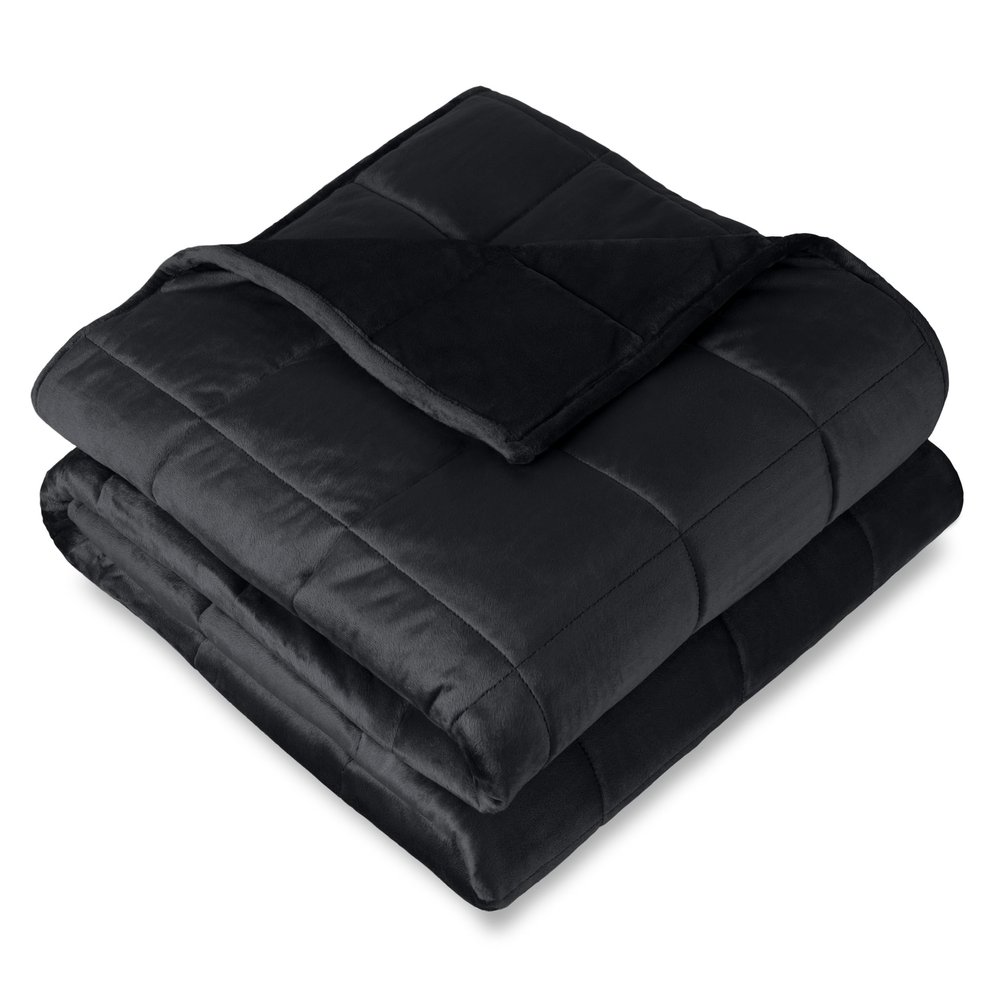Bare Home Weighted Blanket King Size 25lb (80" x 87") for Adults - Minky Fleece - Premium Heavy Blanket Nontoxic Glass Beads (Black, 80"x87")
