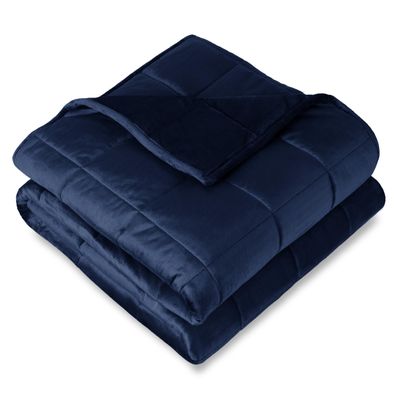 Bare Home Weighted Blanket King Size 25lb (80" x 87") for Adults - Minky Fleece - Premium Heavy Blanket Nontoxic Glass Beads (Dark Blue, 80"x87")