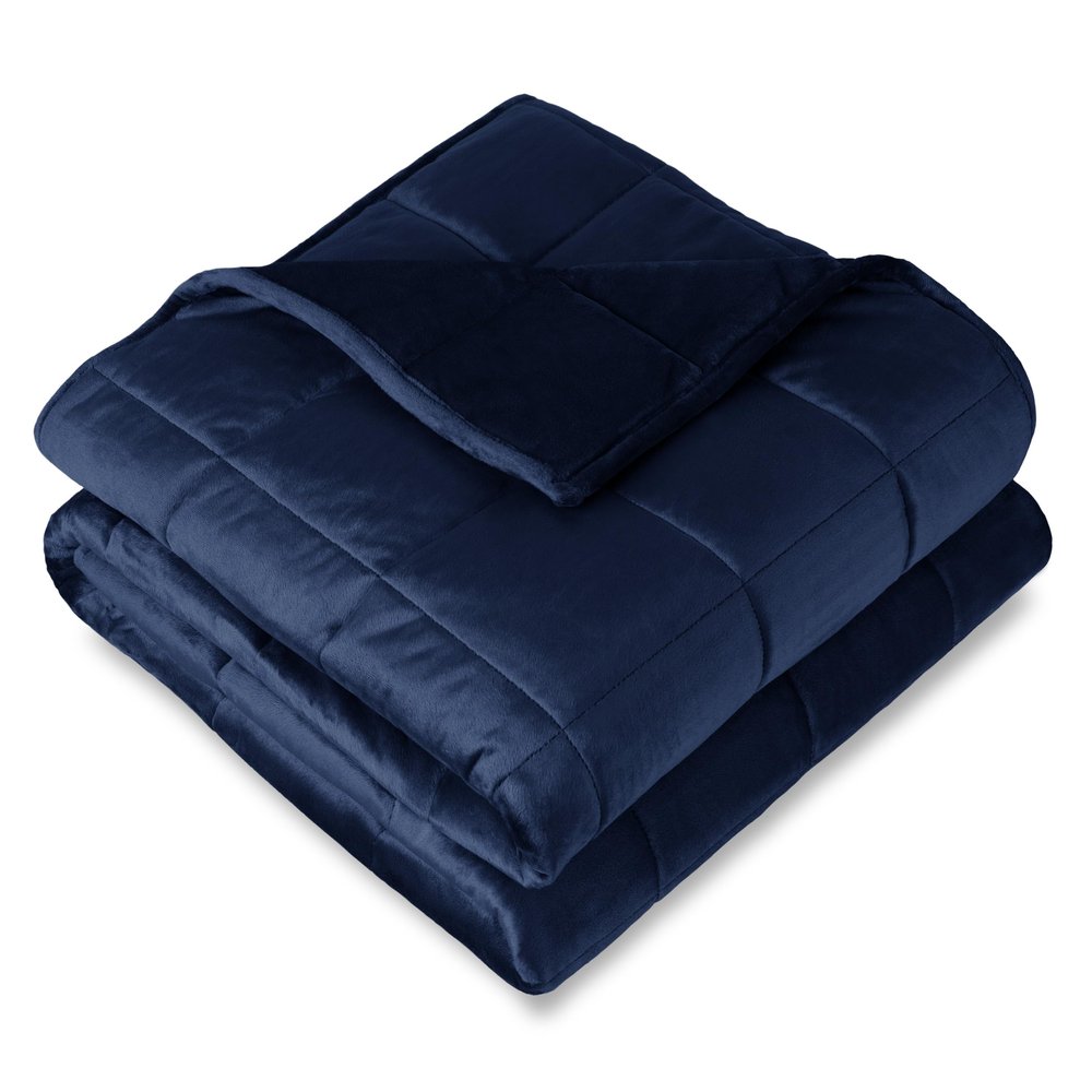 Bare Home Weighted Blanket King Size 25lb (80" x 87") for Adults - Minky Fleece - Premium Heavy Blanket Nontoxic Glass Beads (Dark Blue, 80"x87")