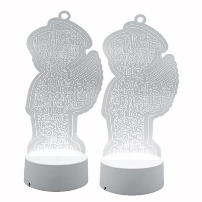 RBN LED Multi Color Guardian Angel Wings Stand Laser Cutout Baptism Centerpiece First Communion Quinceaera Party Favors Home Decor Christening Centerpiece - 6PCS