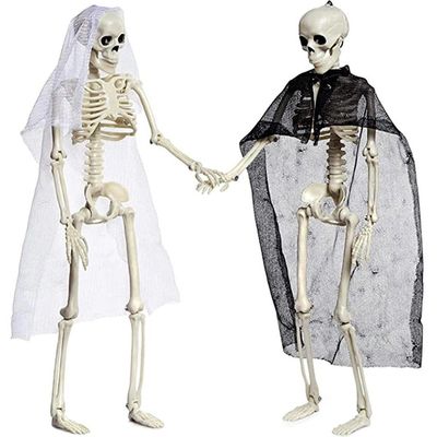Halloween Decorations Horror Ghost Bride Bridegroom Skeleton Decoration,Halloween Haunted House Scary Couple Plastic Bone Rack Props,Holiday Supplies (Color : White+Black, Size : 40 * 10cm)