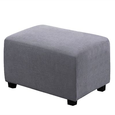YSLJW Waterproof Stretch Footstool Cover Ottoman Slipcover Protector Pouffe Rectangle Slip Cover (Color : LightGrey, Size : Small)