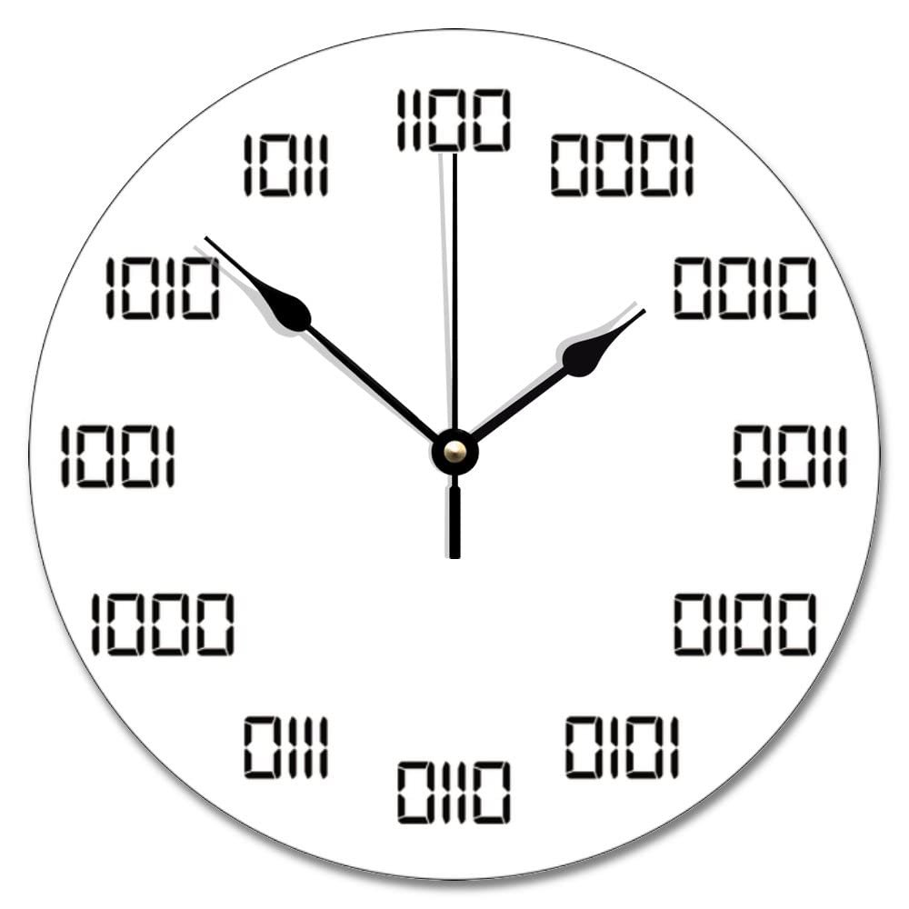 Binary Time Wall Clock Funny Modern Wood Clock 10 Silent Non-Ticking Quartz Battery Operated Clock Art for Vintage Farmhouse Living Room Bedroom Office Kitchen Birthday Wedding Gift