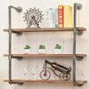 BIXIRAO Industrial Wall Mounted Iron Floating Pipe Shelves/Shelving/Racks/Storage/Bookcases/Brackets, DIY Open Bookshelves, Retro Black (4-Tier Shelf Brackets with 3 Boards) view 1