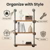 BIXIRAO Industrial Wall Mounted Iron Floating Pipe Wood Shelves/Shelving/Racks/Storage/Bookcases/Brackets, DIY Open Bookshelves/Shelving for Kitchen/Office, Retro Black, Brown view 3