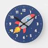 Kids Room Wall Clock Colourful Rocket Ship Outer Space Wood Clock 10 Silent Non-Ticking Quartz Battery Operated Clock Art for Vintage Farmhouse Living Room Bedroom Office Kitchen Birthday Wedding Gift view 1