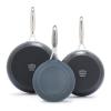 GreenPan Valencia Pro Hard Anodized 3 Piece Fry Pan Skillet Set, Ceramic Nonstick 8" 9.5" and 11" Induction Suitable Frying Pans, PFAS-Free Cookware, Dishwasher Safe, Oven and Broiler Safe, Gray view 1