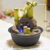 YAYA2021-SHOP Tabletop Fountain Resin Bamboo Waterwheel Design Water Fountain Feng Shui Ball with LED Light Water Landscape Feng Shui Ornaments Crafts Desktop Fountain view 2