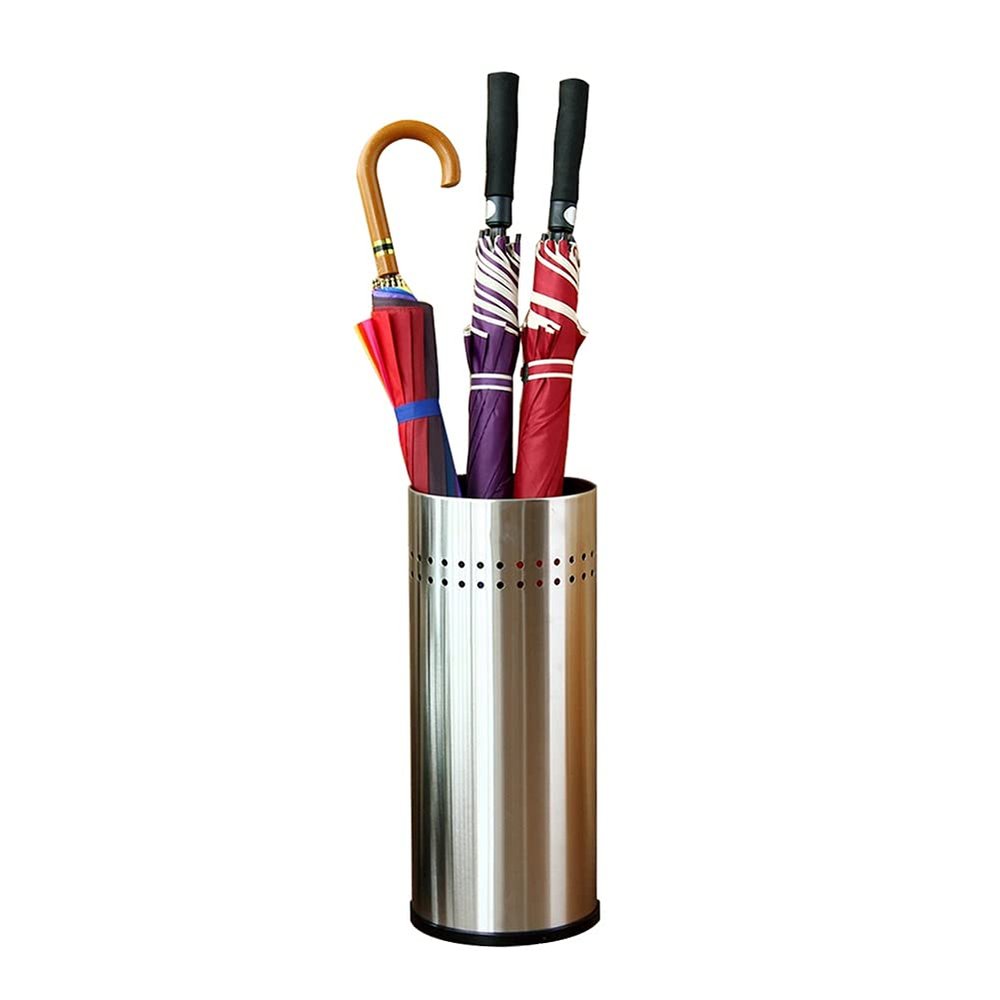 Umbrella Racks Stainless Steel Umbrella Stand,Round Umbrella Bucket,Entryway Umbrella Storage Rack,Used for Home/Business Office Public Places,21x21x50cm