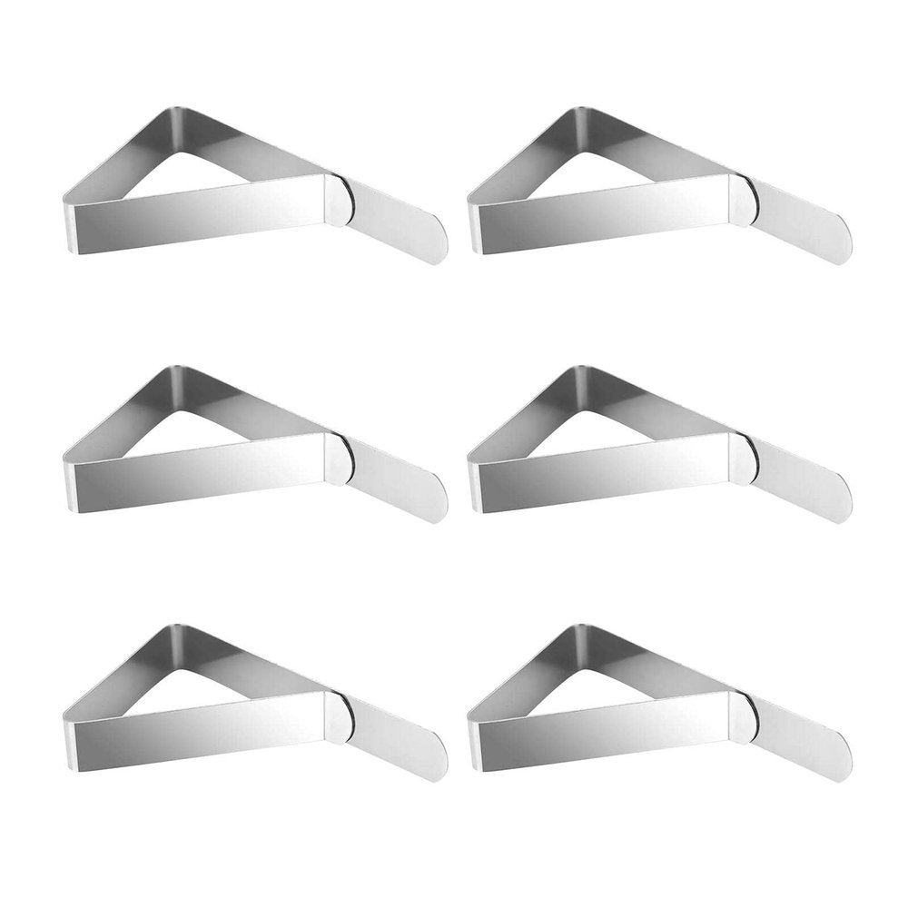 6 Tablecloth Clips, Stainless Steel Table Clamps Table Cloth Holders, Portable Tablecloth Clamp for Fixing (Silver)