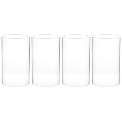 4Pcs Glass Candle Holder Clear Candle Chimney Glass Cylinder Open Both Ends