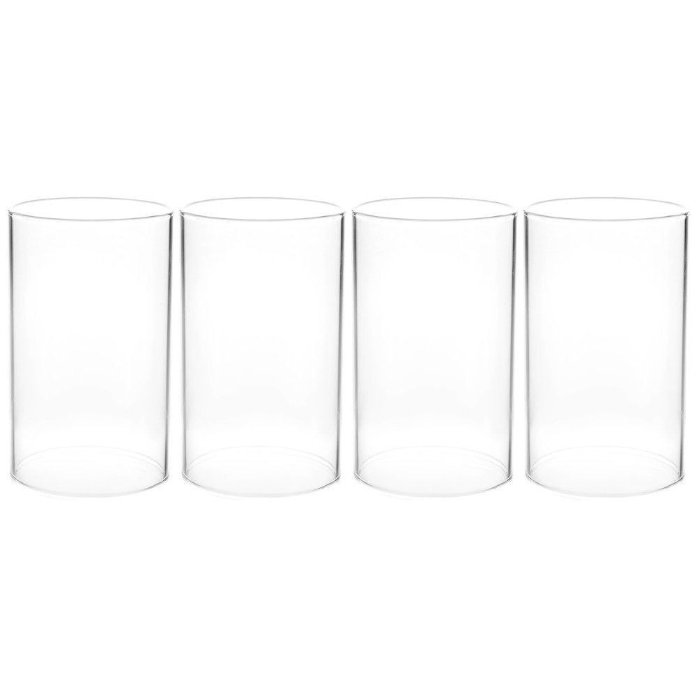 4Pcs Glass Candle Holder Clear Candle Chimney Glass Cylinder Open Both Ends