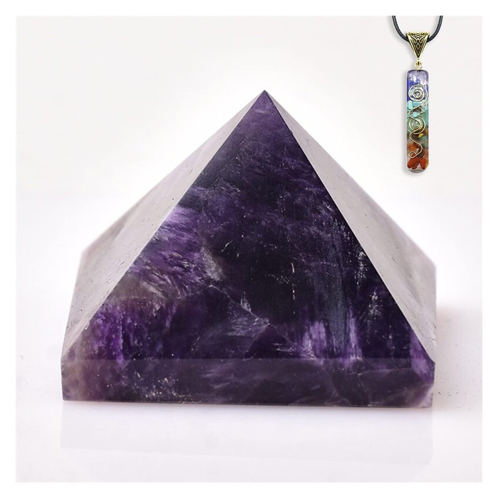 TYQXSH Energy Generator Natural Amethyst Pyramid, Reiki, Healing, Meditation, Spiritual Balance Stones Chakra Reiki Meditation