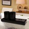 Crysdaralovebi Black Marble Pattern Tray Resin Bathroom Set Toothbrush Holder Soap Dispenser Soap Dish Men's Bathroom Accessories Set Home Deco (3pcs set6) view 1