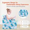 Costzon Kids Couch, 2 in 1 Flip Open Children's Sofa w/Velvet Fabric, Storage Pockets, Toddler Armrest Chair Bed for Nap Play Sleep, Ideal Gift for 0-4 Years Old Baby Boys Girls, Dinosaur view 4