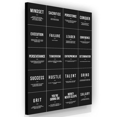20x Entrepreneur Definitions Wall Art Office Decor Canvas Print, Inspirational Modern Art Noun Verb Definitions Motivational Wall Art Quotes (36" x 24" in)