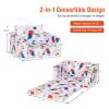 Costzon Kids Couch, 2 in 1 Flip Open Children's Sofa w/Velvet Fabric, Storage Pockets, Toddler Armrest Chair Bed for Nap Play Sleep, Ideal Gift for 0-4 Years Old Baby Boys Girls, White Space view 3