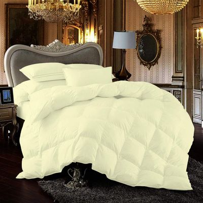 LinenEra 1 Piece 100% Pure Cotton All Season Comforter Full XL (82'' x 86'') 600 GSM Fill Power Buffy Soft Quilted with Corner Tabs Ivory