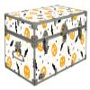 Halloween Decoration Storage Footlocker Trunk - Seasonal Style Box - 32 x 18 x 13.5 Inches (Pumpkin & Bats) view 1