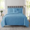 Clara Clark Quilts King Size - All Season Bedspread Coverlet Set, Pinsonic Weave Lightweight Bedding Set - 7 Piece King Quilt Set with Pillow Shams, Ellipse - Blue Heaven view 1
