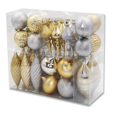 40 Pack Gold and Silver Assorted Ornaments