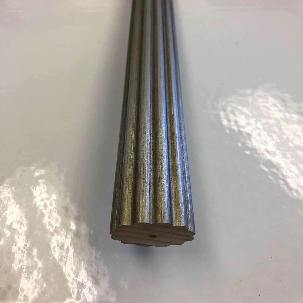 1 3/8 Inch Diameter Drapery Wood Fluted Curtain Rod 8 Ft - Silver Color