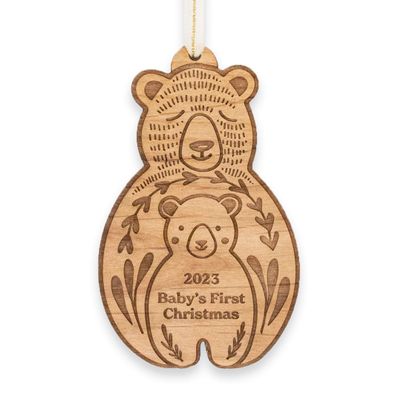Baby's First Christmas Bear And Cub 2024 Laser Cut Wood Ornament [Christmas, Holiday, Love, Anniversary, Personalized Gifts, Custom Message, Stocking Stuffers]