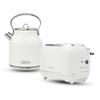 Haden Heritage 1.7 Liter Stainless Steel Body Retro Electric Tea Kettle with 2 Slice Wide Slot Stainless Steel Bread Toaster, White view 1