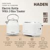 Haden Heritage 1.7 Liter Stainless Steel Body Retro Electric Tea Kettle with 2 Slice Wide Slot Stainless Steel Bread Toaster, White view 2