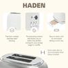Haden Heritage 1.7 Liter Stainless Steel Body Retro Electric Tea Kettle with 2 Slice Wide Slot Stainless Steel Bread Toaster, White view 3