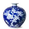 Dahlia Blue and White Vase, Handmade Chinese Porcelain Flower Vase, Peach Blossom, Pomegranate Shape 10 Inches view 1