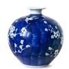 Dahlia Blue and White Vase, Handmade Chinese Porcelain Flower Vase, Peach Blossom, Pomegranate Shape 10 Inches view 2