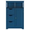 Topeakmart Wood Bathroom Floor Cabinet, Free Standing Storage Cabinet with 3 Drawers and Cupboard for Hallway/Entryway/Living Room Accent Furniture, Navy Blue view 1