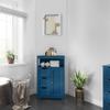 Topeakmart Wood Bathroom Floor Cabinet, Free Standing Storage Cabinet with 3 Drawers and Cupboard for Hallway/Entryway/Living Room Accent Furniture, Navy Blue view 2
