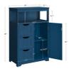 Topeakmart Wood Bathroom Floor Cabinet, Free Standing Storage Cabinet with 3 Drawers and Cupboard for Hallway/Entryway/Living Room Accent Furniture, Navy Blue view 3