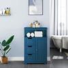 Topeakmart Wood Bathroom Floor Cabinet, Free Standing Storage Cabinet with 3 Drawers and Cupboard for Hallway/Entryway/Living Room Accent Furniture, Navy Blue view 4
