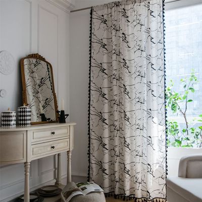 JAXU CWN 'ART 1 Piece White Marble Semi-Blackout Window Curtains for Bedroom Living Room, Hook Style 59" W x 94" L150x240cm
